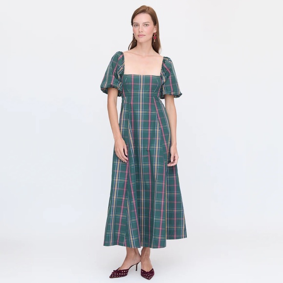 Hill House Plaid Tartan Matilda Midi Dress - Picture 1 of 7